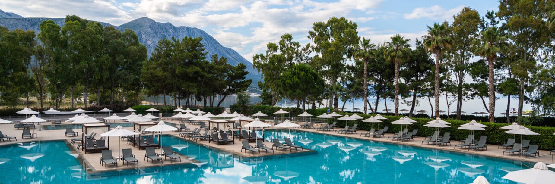 Aerial view of the main swimming pool at Paleros