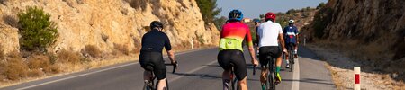 A group of people on a road cycling tour at Phokaia Beach Resort, Turkey