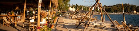 Tiki Bar and beach at Phokaia Beach Resort, Turkey