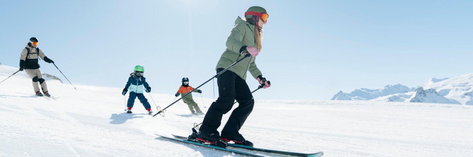 Family skiing in Tignes