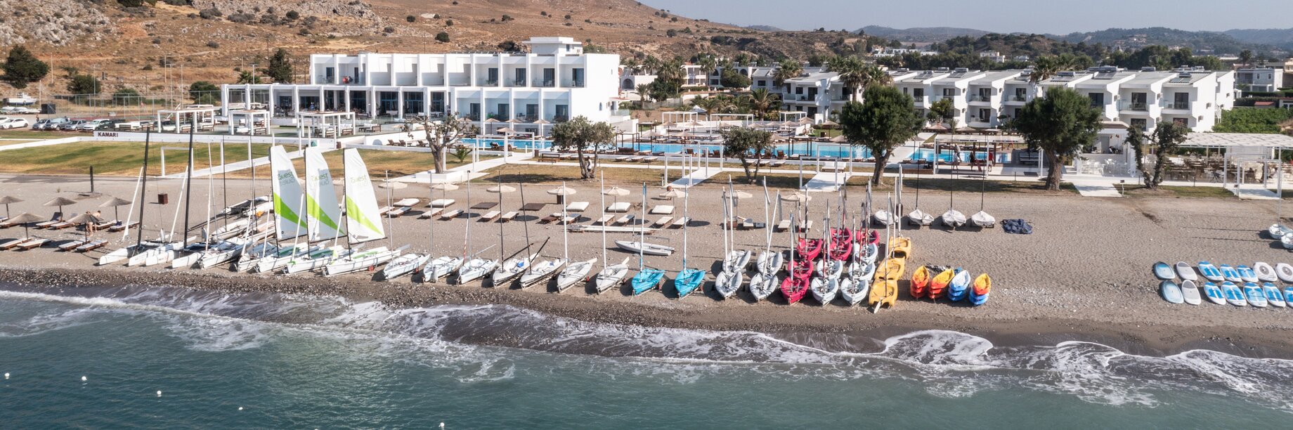 Aerial view of Kamari Beach Resort, Rhodes