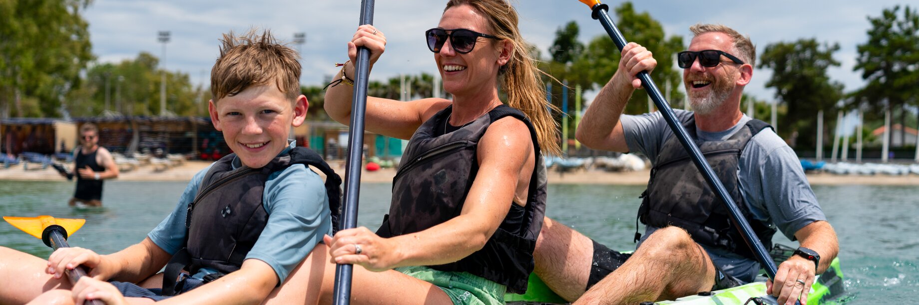 Kayaking family at Paleros Beach Resort