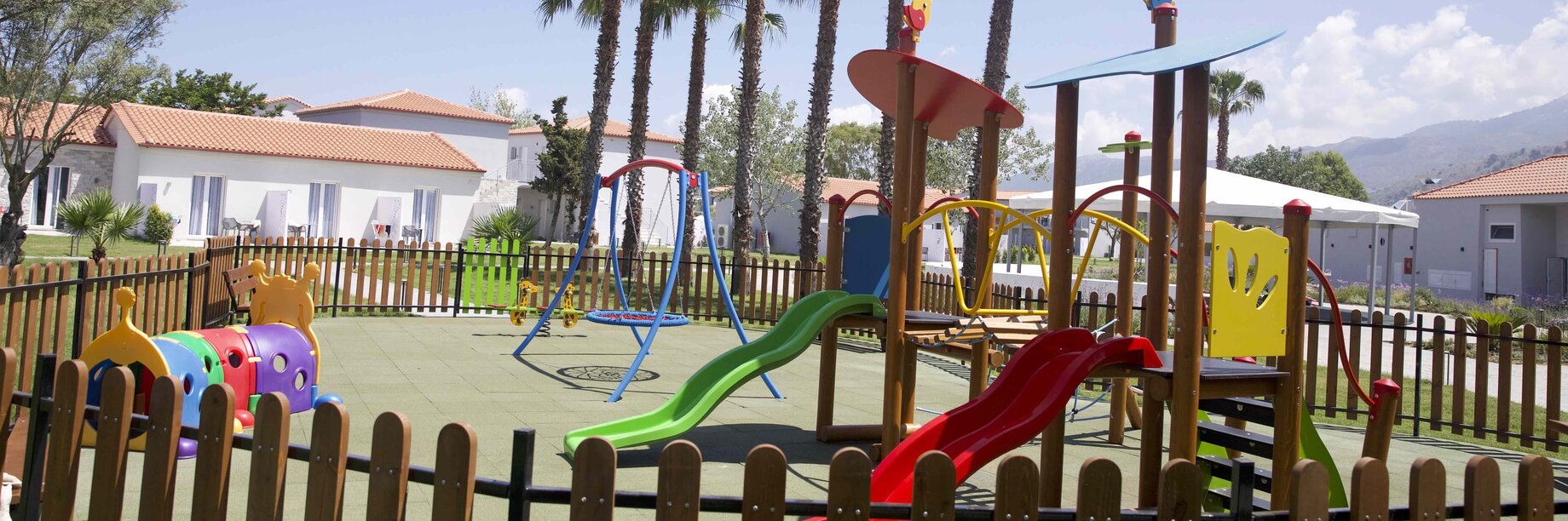 a playground with a slide