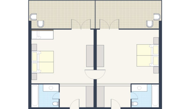 Room plan for Pair of interconnecting rooms