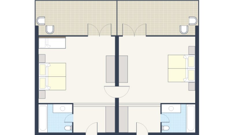 Room plan for Pair of interconnecting rooms