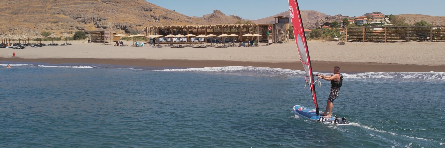 Windsurfing at Aeolian Village Beach Resort, Lesvos, Greece