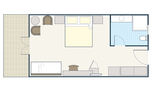 Room plan for Twin or double rooms
