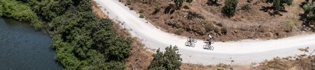 Aeolian Village, Lesvos, mountain biking by the lake